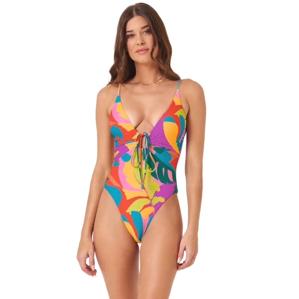 L*Space Piper One Piece Classic Swimsuit Multi Tropical Print Small NEW